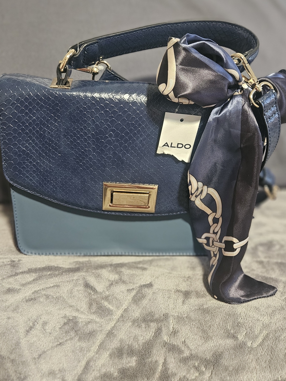 ALDO Blue Two-Tone Top-Handle Satchel